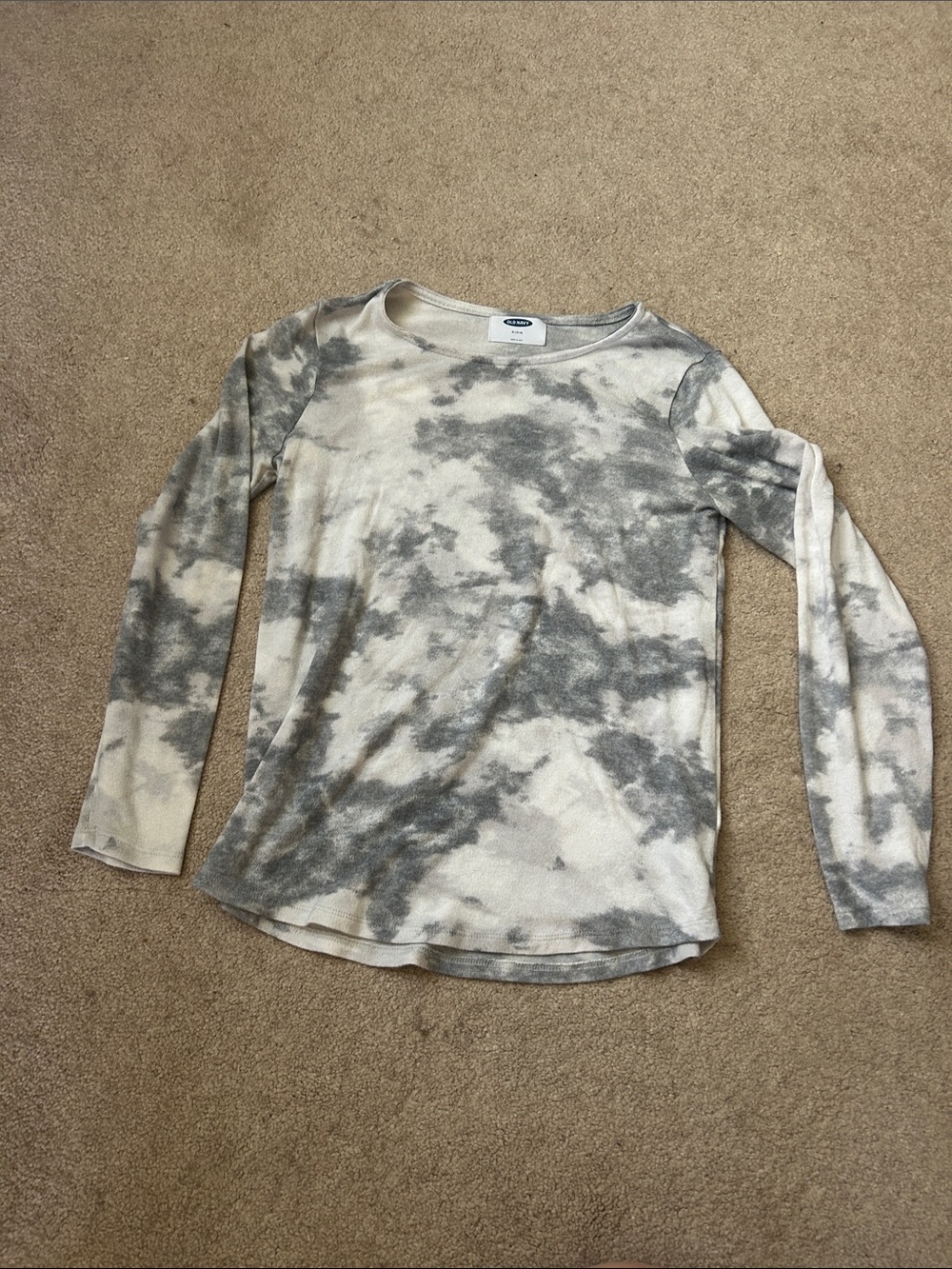 Old Navy Gray & Cream Tie-Dye Long Sleeve Tee